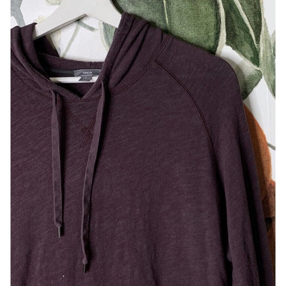 Vince Mens Large Cotton Melange Raglan Pullover Hoodie Heather Red - Picture 2 of 5